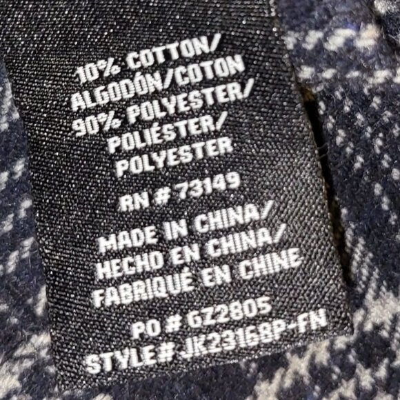 FASHION NOVA | NEW Navy Blue Plaid Front Pockets Cropped Jacket - Picture 14 of 14